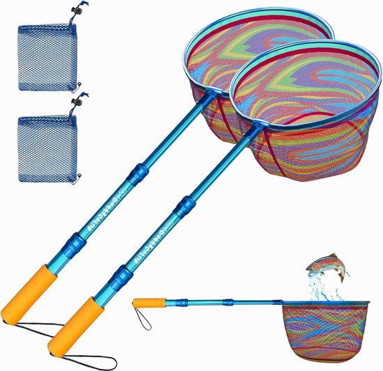 Visnet voor kinderen - ultralicht telescopisch landingsnet - vis vangen - strand vijver geschenken - jongens meisjes van Aqualitos