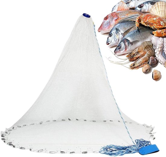 Visnet Werpen - Gooi Net - Vissen Vangen - Duurzaam Nylon - 3 Meter Diameter - Zwart