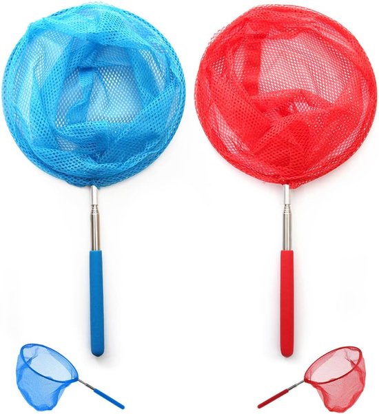 Visnetje Kinder - 2 stuks - Uitschuifbaar vlindernet - Schepnet - Ideaal voor het Vangen van Insecten, Vissen, Outdoor Tuinactiviteiten, Natuurwetenschappelijke Exploratie - 36 cm tot 83 cm van Merkloos