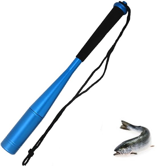 Visracket van aluminium - Vishdoder van aluminium - Vishamer - Vishdoder - Visracket - Outdoor visracket - Vis accessoire - Voor outdoor vissen - Met antislip handvat en polsband - Visaccessoires - Efficiënt vissen - Blauw van Merkloos