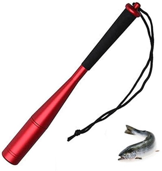 Visracket van aluminium - Vishdoder van aluminium - Vishamer - Vishdoder - Visracket - Outdoor visracket - Vis accessoire - Voor outdoor vissen - Met antislip handvat en polsband - Visaccessoires - Efficiënt vissen - Rood van Merkloos