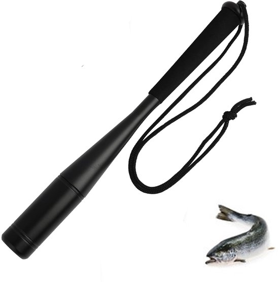 Visracket van aluminium - Vishdoder van aluminium - Vishamer - Vishdoder - Visracket - Outdoor visracket - Vis accessoire - Voor outdoor vissen - Met antislip handvat en polsband - Visaccessoires - Efficiënt vissen - Zwart van Merkloos