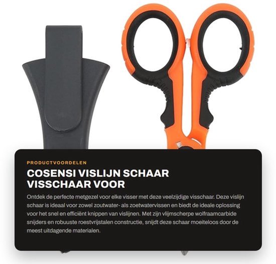 Visschaar Roestvrij Staal - Anti Slip Handvat - Ergonomisch Ontwerp - Vlijmscherpe Snijders - Tandvormig Schuifblad - Compact Gereedschap - Visgereedschap