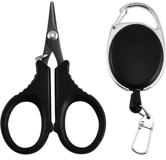 Visschaar van roestvrij staal - Knipgereedschap voor gevlochten lijn - Multifunctionele gekartelde schaar - Visaccessoires - Precisieschaar voor vislijn - Zwart van Merkloos