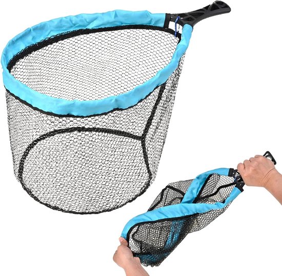 Visschepnet Opvouwbaar - Krabnet Scoop - Vis Vangen - Snelle Installatie - 39x27cm - Zwart
