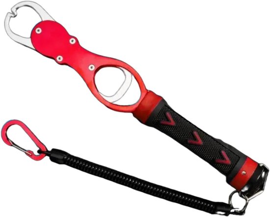 Vissen Lip Grippers - Visklem met schaal - Vis vangen - Ingebouwde weegschaal - 29 cm - Rood