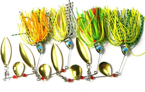 Vissen Lokt - Spinners Aas Spinnerbait Lepel Set met Tackle Bag Forel Bass Zalm Snoek Walleye Baars - 4 stks