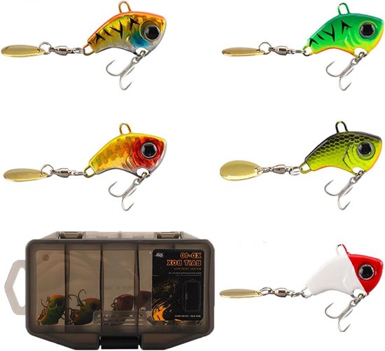 Vissen met levensechte visaas: 5 stuks jig spinner voor baars, forel, snoek en snoekbaars van Merkloos