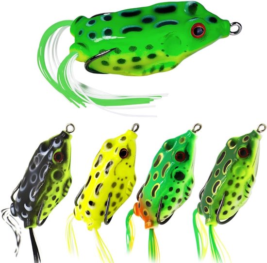 Vissen met Topwater Frog Bait, 5 Stuks 5g/8g/12g, 3D Ogen en Zachte Holle Lichaam voor Snoek, Baars en Snoekbaars