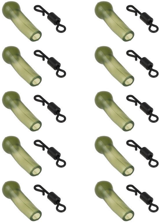 Vissen Quick Lock Terminal Pack - 10 Stuks - Roterende Ring - Geschikt voor Karper - Treksterkte tot 19KG - Rubbermateriaal - Visaccessoires van VISSEN