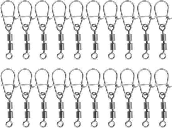 Vissen Snap Swivels RVS - Connector 20 stuks - Zwart - Lokken Pin - Voor Platform Vissen - Zeevissen Zoetwater - Geschikt voor divers Vissers Gear - Zwart Model