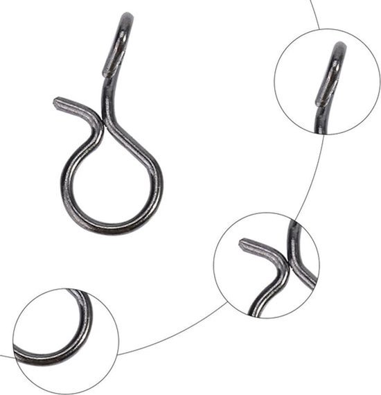 - Vissen Snaps - RVS - Zwart - Vlieghaak - Lokken Snap - Quick Change - 50 stuks - Geschikt voor vissen - Zwart RVS - Vissen Snaps.