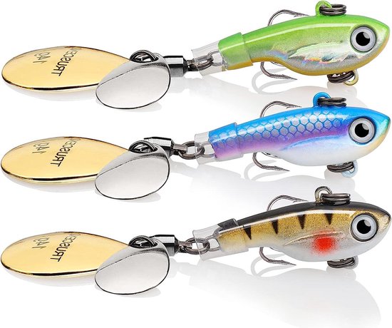 Vissen Spinner Lokt - TRUSCEND Spinnerbaits Jigging Lokt - Snoek Makreel Kabeljauw Forel Baars Bass Lokt - Zeevissen Accessoires Multifunctioneel Metalen Blade Aas - Surf Vissen Lokken met Staart van TRUSCEND