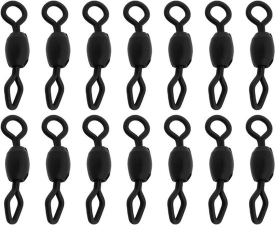 - Vissen Swivels - Ronde Ruit - 100 stuks - Zwart - Zeekarper - Zoetwater - Geschikt voor Vissen - 14mm