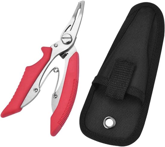 Vissen Tang RVS Vergrendelingtang Zoutwaterbestendige Haakverwijderaar Split Ring Tang Vissen Man Tang Voor Haakverwijderaar Lijn Snijden En Split Ring (Rood) van VISSEN