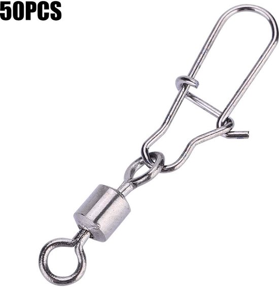 Vissen Wartel met Snap, Roestvrijstalen Kogellager Wartels Vissen Snap Wartels voor Zoutwatervissen Zoetwatervissen, 50 STKS(6#) van Glodiatric