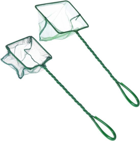 Vissennet Set - Aquarium Schepnet - Vissen Vangen - Fijnmazig Nylon - 50x19cm - Groen