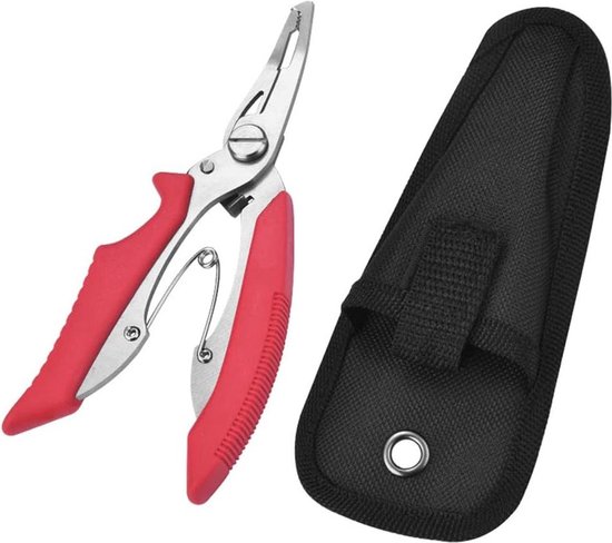 Visser Tang RVS - Zoutwaterbestendige Haakverwijderaar - Split Ring Tang - Visgereedschap - Rood . van Merkloos