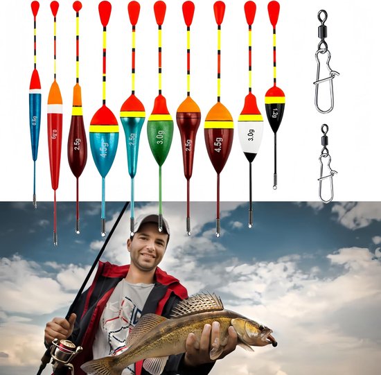 Visserdobbers set - 10 stuks - forelzwemmer - hengelaccessoires