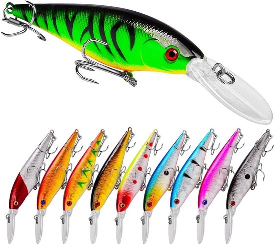 Visserij Molens met 3D Ogen - Crankbait en Swimbait Set voor Zoet- en Zoutwater - 10 Stuks voor Baars, Forel en Zander van Merkloos