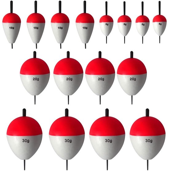 Vissers Float Set - 16 Stukken - Diverse Gewichten voor Grote Vissen van Merkloos