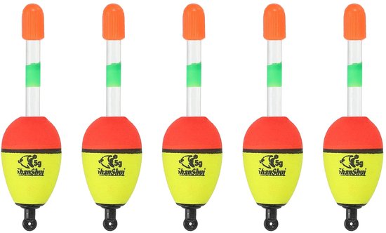 Vissersbobbertjes 5 stuks - 0,18 oz - EVA - Geel - Voor zoet- en zoutwater