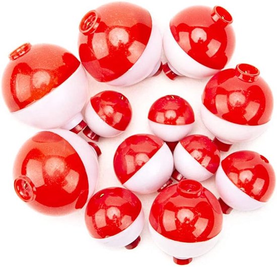 Vissersdobbers 12 Stuks - Rood en Wit - Stevig Materiaal - Effectieve Bijtmelder - ShopVlot