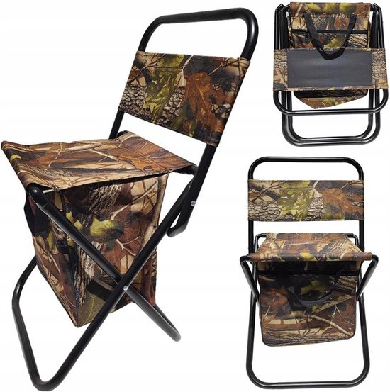 Vissersstoel Met Rugleuning En Thermische Zak - 56 x 39 x 31 cm - Opvouwbaar - Relaxdays - Groentinten - van Merkloos
