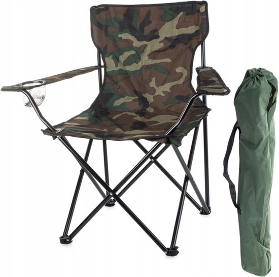 Vissersstoeltje - Legerprint - 100 kg - Visstoeltje - Karperstoel - Kampeerstoel - Campingstoel - Viskrukje - Visstoel.