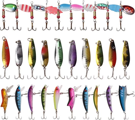 Visset - 30 stuks kunstaas - Blinkers - Spinners - Lepels - Baars - Snoekbaars - Snoek - CADEAUTIP! van Detexx