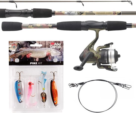 Visset Hengel en Molen 240 cm 10-30g Camouflage Compleet met Kunstaas van Merkloos