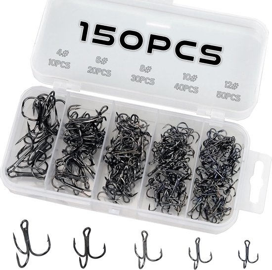 Visshaken 150pcs - Hoogwaardige koolstofstaal - Sterke scherpe dreggen - Perfect voor vissport - ShopVlot