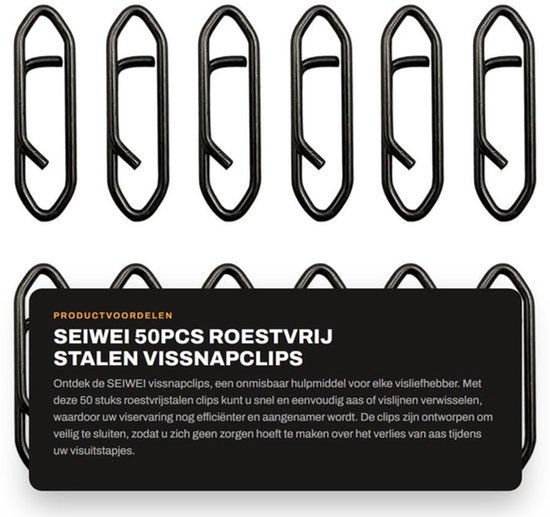Vissnoer Clips 50 Stuks - Roestvrij Staal - Snelle Wissel - Visaccessoires - Gebruiksvriendelijk - Klein Formaat 18 x 5 mm - Vissnap