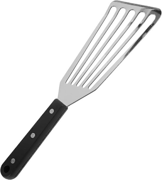 Visspatel van roestvrij staal, braadspatel roestvrij staal, sleufspatel - metalen spatel met sleuven, flexibele professionele visspatel, 28 cm lengte visspatel, voor draaien, braden en grillen