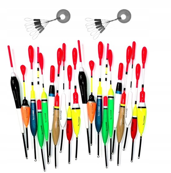 Visspullen Set: 20 Dobbers + Gratis Stopper