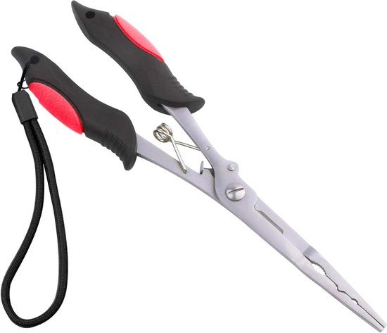 Vistang met schaar en vishaak verwijderaar in schede - gereedschap voor vissers - praktische visaccessoires van Merkloos