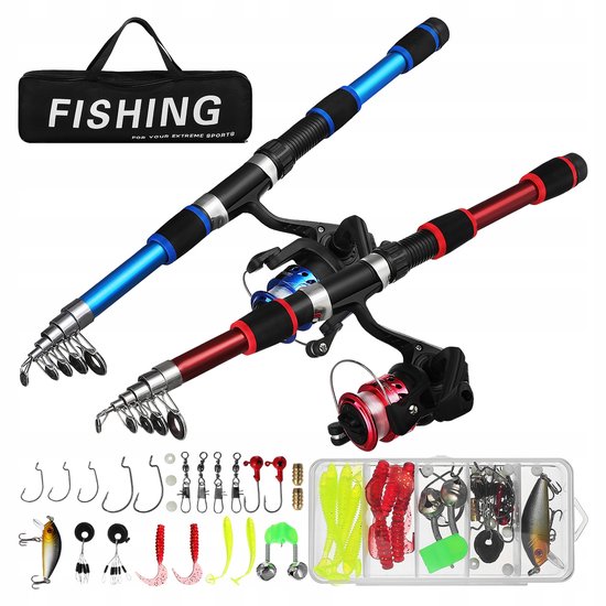 Vistuig Set - 2 Vouwbare Vishengels, Werphengel, Dobber & Lokas - Complete Startset voor Beginner en Gevorderde van Impulse Adventure