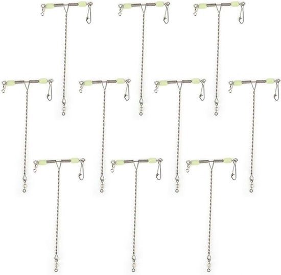 - Visuitrusting - Vissersbenodigdheden - 10 Stuks T-vormige Swivels - Roestvrij Staal - 3 Way Rolling Swivel Balance - Kruislijn Vissen Swivels - Lichtgevende Kralen - Voor Vissen Liefhebbers - Diverse Vissituaties van Merkloos