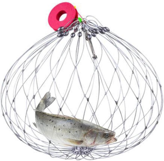 Visvangnet Krabbenval - Vangnet Kooi - Vissen Krabben Vangen - Automatisch Openen Sluiten - 62 cm Diameter - Zwart