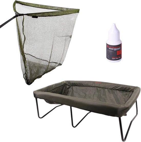 Visvangst Set - Schepnet en Mat - Veilig Vangen - Visvriendelijk Materiaal - 42 inch - Groen van Merkloos