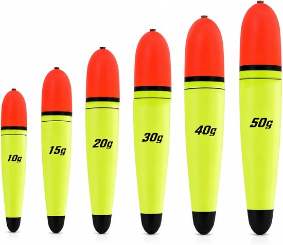 Visvlotters 6 stuks - Drijvende Pescas van EVA - Diverse gewichten 10g tot 50g - Ideaal voor zoet water - ShopVlot