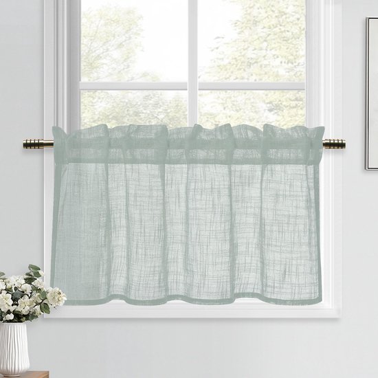Vitrage linnenlook gordijnen modern raamgordijnen kort 1 stuk h 45 x b 90 cm gordijn semi-transparant voor keukengordijnen woonkamer kastgordijn kinderkamer gordijn badkamer