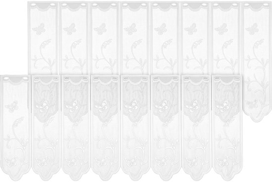 Vitrages linnenlook set van 2 H 45 x B 130 cm | Semi-transparant, kort, lichtdoorlatend met inkijkbescherming, polyester, voor keuken en woonkamer