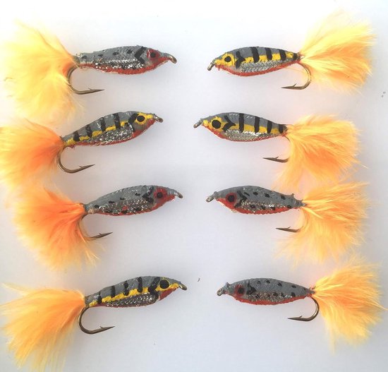 Vliegen set - Vislokkers - Forel vissen - Visimitatie - 8 stuks - Oranje