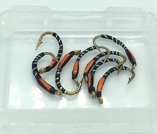 Vliegvis Oranje Buzzers - Holografische Vliegen - Forel Vissen - Epoxy Constructie - 8 Stuks Maat 8 - Oranje