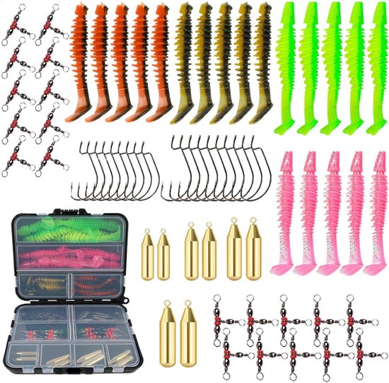 Vliegvis Set - Kunstaas Assortiment - Vissen Buiten - Georganiseerde Koffer - 68 Delig - Multicolor