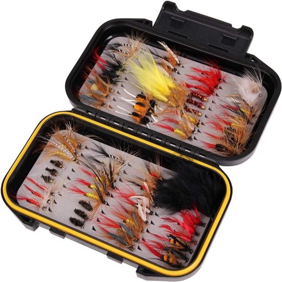 Vliegvissen Flie Kit met Doos 72 stks - Vliegvissen Lokt Droge Vliegen - Nimfen Emergers Streamers - Aas Haak Crankbaits - Zee Bas Zalm Kabeljauw Forel #5 van Merkloos