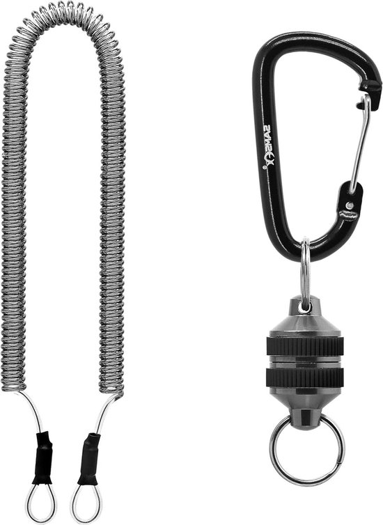 Vliegvissen Magnetische Net Release Houder Keeper Magneet Clip - Schepnet Connector met Opgerolde Lanyard - Cord Gratis Zware Gear - Html Content. Schepnet van Merkloos