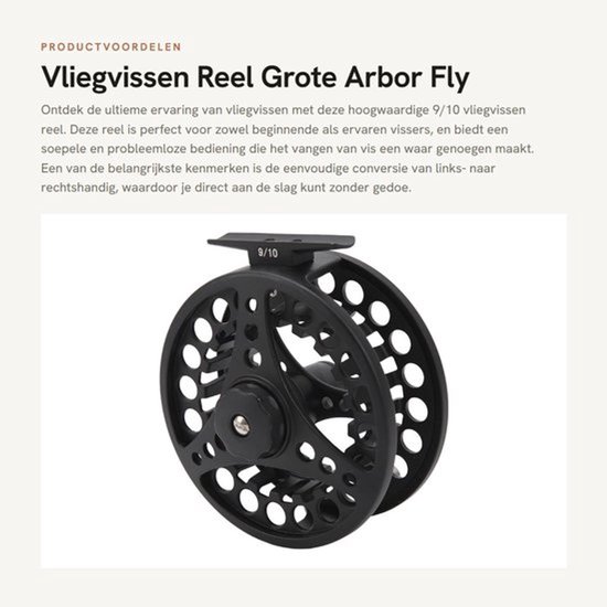 Vliegvissen Reel Grote Arbor - Links/Rechterhand Conversie - Supersoepele Bediening - Duurzaam/Lichtgewicht - Nauwkeurigheid Gieten - 3 Lagers - Vismolen