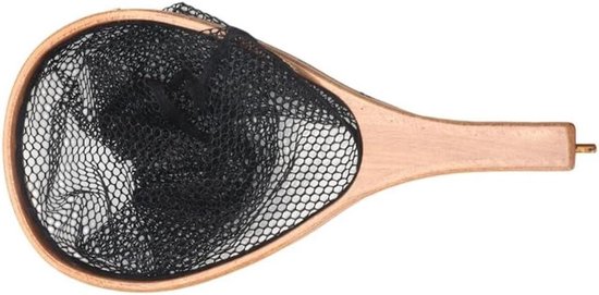 Vliegvissen Schepnet - Visnet Hout - Forel Vangen - Visvriendelijk Nylon - 38x18.5cm - Natuurlijk Hout